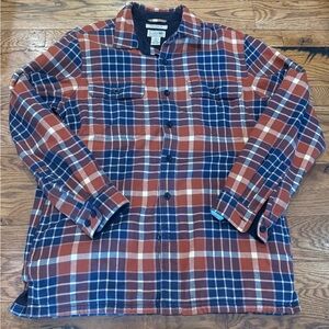L.L. Bean. Vintage Men's Fleece-Lined Flannel Shirt. Blue/Orange. Size Medium.